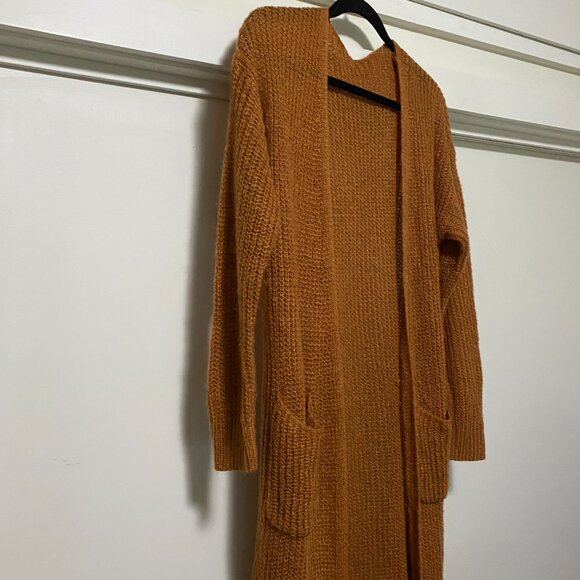 NWOT - Beautiful long sleeve rust/brown/gold maxi sweater/jacket, size L - Picture 3 of 16